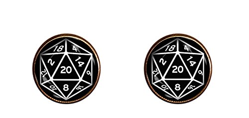 CHAOTICFASHION 20 Sided Dice Cuff Links Handmade D&D Jewelry Pendant Charm Gifts