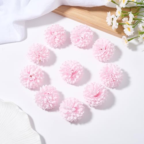 BEAMARKER 10 Bouquet de Fleurs Artificielles en Forme de Boule de Chrysanthème Rose Idéal pour Un Mariage Une Maison Un Bureau Un Café Ou Une Fête.