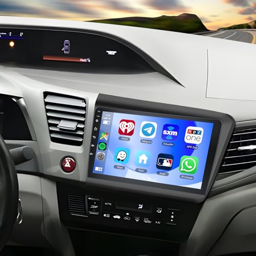 Image of 2G+64G Car Radio Stereo for Honda Civic 2012-2015 with Wireless CarPlay /Android Auto, 9 Inch HD Touch Screen Android 15 Head Unit GPS WiFi Bluetooth FM /RDS EQ HD Backup Camera