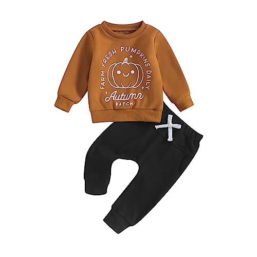 Image of Sduydiosy Newborn Baby Boy Fall Outfit Long Sleeve Checkerboard Print Sweatshirt Top Pants Sets Cute Infant Winter Clothes