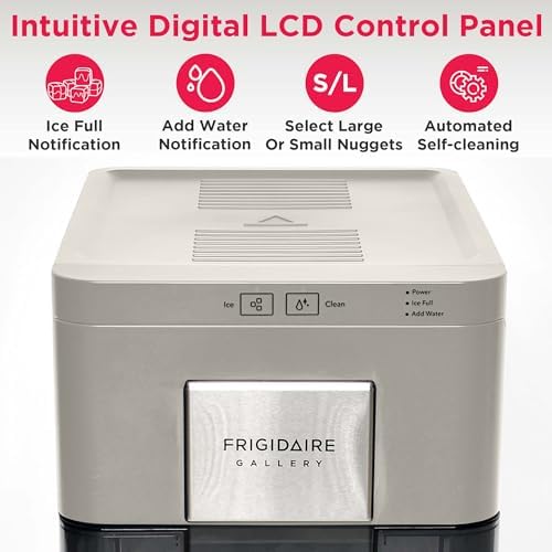Frigidaire Nugget Ice Maker, Countertop Ice Machine with Transparent Window, Sonic Ice Maker with 44 lbs. Capacity, Auto Self Cleaning Ice Maker Machine, 2.0 Gen, Cream - 16.75D x 11.75W x 20.25H - 3