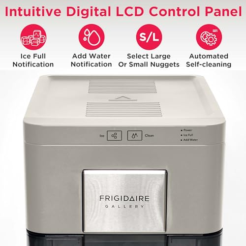 Frigidaire Nugget Ice Maker, Countertop Ice Machine with Transparent Window, Sonic Ice Maker with 44 lbs. Capacity, Auto Self Cleaning Ice Maker Machine, 2.0 Gen, Cream - 16.75D x 11.75W x 20.25H