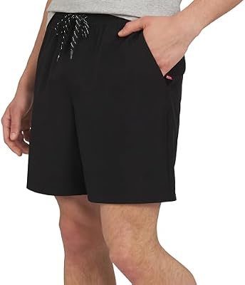 Quiksilver Men's Regular Fit Stretch Waist Water Friendly Active Hybrid Shorts - Black, Medium
