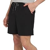 Quiksilver Men's Regular Fit Stretch Waist Water Friendly Active Hybrid Shorts, Black, Large