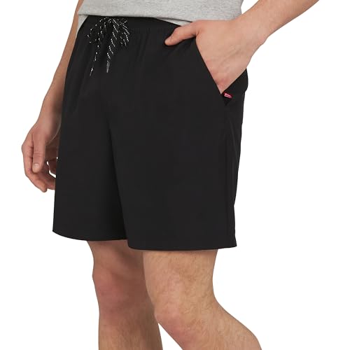 Quiksilver Men's Regular Fit Stretch Waist Water Friendly Active Hybrid Shorts, Black, Large
