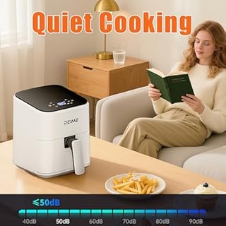 DEIME Air Fryer 2.5 L, Small Airfryer Digital Space Saving Compact, Bake, Reheat, Roasts for Quick Easy Meals, Mini Compact & Quiet, Nonstick & Dishwasher Safe Basket(White)