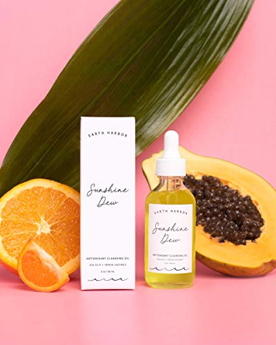 Earth Harbor | Sunshine Dew Cleansing Oil - Deep Cleanse & Makeup Remover | Papaya Enzymes + Sea Kelp | 2 Fl Oz #TOP4