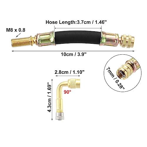 Image of X AUTOHAUX 4pcs Tire Valve Stem Extension Tool 2 Flexible Dual Valve Stem Extender Pipe 10cm 3.9 inch 2 90 Degree Adapters for Car Truck Motorcycle Bike Trailer RV