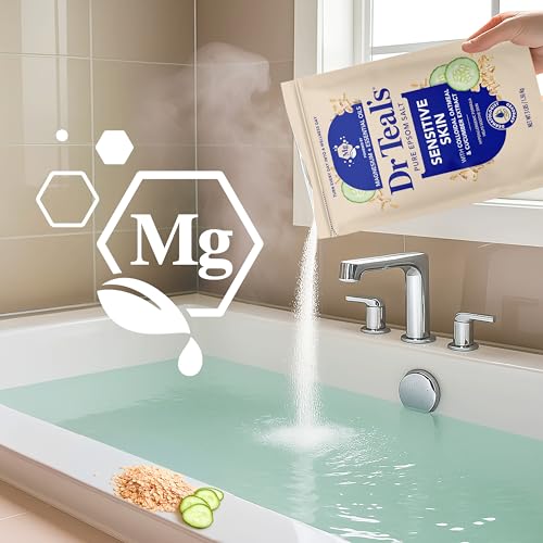 Dr Teal's Epsom Salt Magnesium Soak, Sensitive Skin with Colloidal Oatmeal & Cucumber, 3 lbs (Pack of 4) - image 5