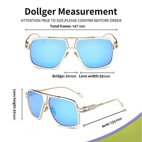 Image of Dollger Sunglasses for Men Oversize Classic Black Shades Goggle Retro Gold Alloy Frame Sun Glasses