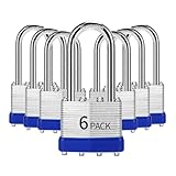 HZSY Padlocks Keyed Alike, Pack of 6, Laminated Steel Keyed Lock (1-9/16