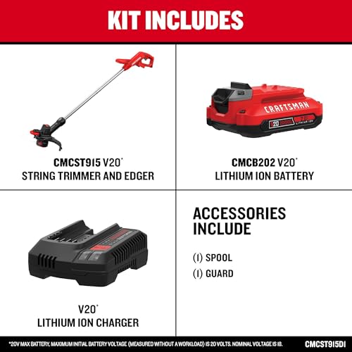CRAFTSMAN V20 Cordless 10 in. WEEDWACKER String Trimmer and Edger Kit with 2.0 Ah Battery and Charger (CMCST915D1) by CRAFTSMAN - Image 7