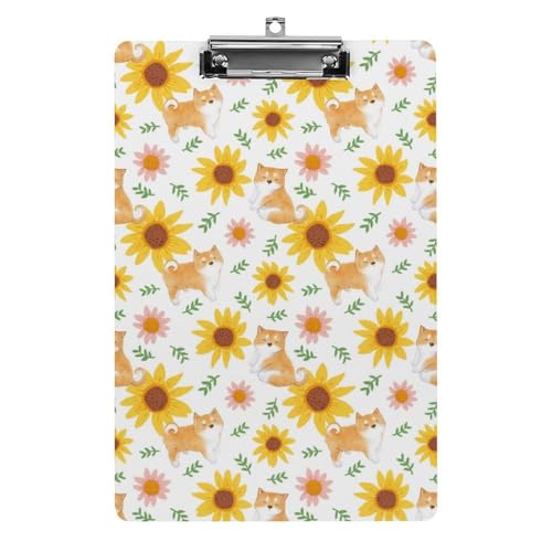 クリップボード A4 縦型 可愛い 柴犬 ひまわり ファイルボード 壁掛け 画板 書きやすい お会計ボード て持ち運びやす 文書整理 文房具 会議パッド 事務用品 メモ 学校 家庭用バインダー