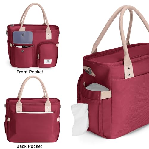 Miniatura 6 de Hafmall Bolsa De Almuerzo Aislada De 18 L, Portátil Con Correa De Hombro Ajustable, Pequeña Bolsa Para El Almuerzo, Para Trabajo, Viajes, Oficina, Pícnic, Color Rojo