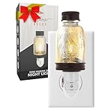 Autumn Alley Rustic Mini Mason Jar Night Light in Bronze | Auto On/Off Sensor | Plug in Farmhouse Wall Decor | Cute Country Night Light | Energy Efficient LED Bulb | Timeless Design