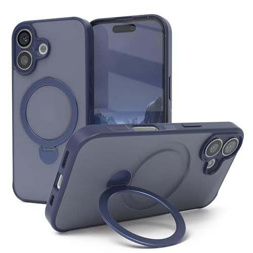 Coque iPhone 16 évitez les chutes avec l'anneau rotatif 360 et chargez en Qi facilement