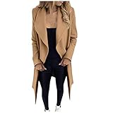 Frauen Langarm Haarige Open Front Kurze Cardigan Anzug Jacke Solider Langer Mantel Damen Duster Mantel, khaki, 48