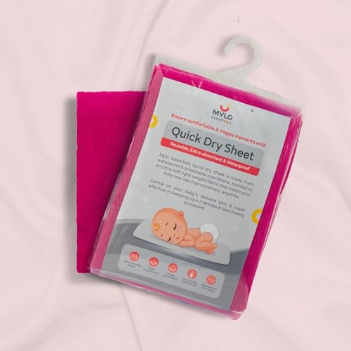 Image of Mylo Baby Waterproof Mattress Protector for Baby (0-3 Years), Extra Absorbent, Soft and Reusable Quick Dry Sheets (100X70cm)(Orchid, Full)
