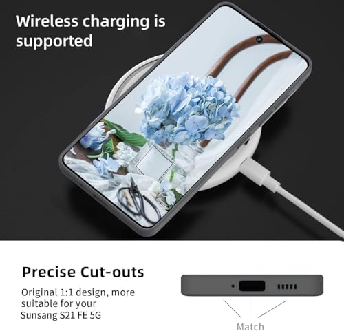 Image of DIZORO Microfiber Candy Compatible for Samsung S21 FE 5G Smooth Touch Cushion Liquid Soft Silicone Gel Rubber Phone Cases Full Body Protective Shockproof Back Cover - New Dark Grey