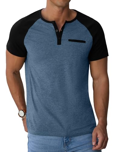 Image of Sailwind Men's Cotton Henley Short Sleeve Casual T-Shirts with Pocket