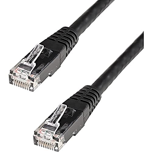 Image of StarTech 25ft CAT6 Ethernet Cable - Black CAT 6 Gigabit Ethernet Wire -250Mhz 100W PoE RJ45 UTP Molded Network Patch Cord with Strain Relief (C6PATCH25BK)