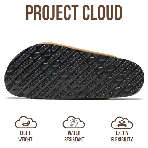 Image of Project Cloud 100% Genuine Leather Flat Sandals For Women 2026 Cork Footbed Womens Sandals with Memory Foam and arch support Vacation Essentials Slides for Women Footwear (Venita)