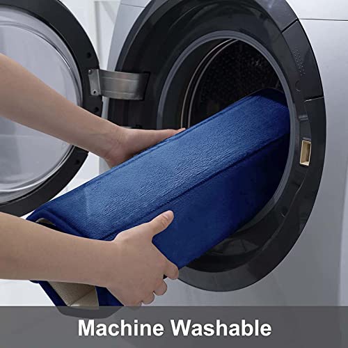 Image of Buganda Memory Foam Contour Toilet Bath Rug, U-Shaped Non Slip Absorbent Thick Soft Washable Bathroom Rugs, Floor Carpet Bath Mat for Bathroom Sink Toilet (20 inch x 24 inch, Navy Blue)