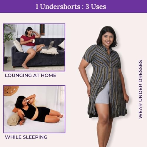 Image of Adira | Under Dress Shots for Women | Plus Size Women Tights Shorts | Soft & Comfy, Knitted Stretchy Fabric | Shorts for Dress | Women Inner Shorts | Plus Size | Pack of 2