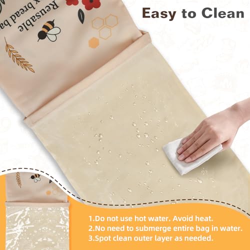 LDJRCP 2 Pack Beeswax Bread Bags for Sourdough Homemade Bread, XL Reusable Bread Storage Bag, Organic Waxed Line and Linen Fabric Bread Bag for Home Bakers, Picnics Work or Gift-Giving — view 5