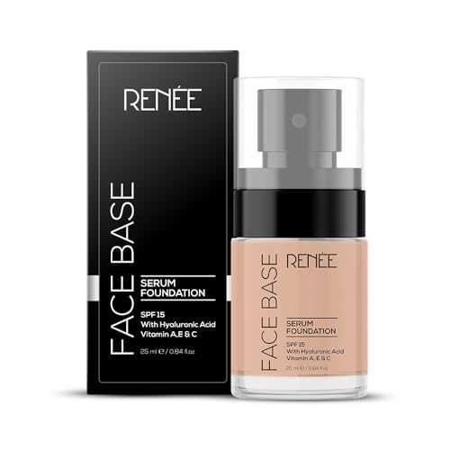 RENEE Face Base Serum Foundation -09 Fancy 25 Ml Sheer Coverage, Dewy & Seamless Finish, Hydrates,Nourishes, and Protects, Gives Healthy, Radiant Skin, Infused with Vitamin C, Hyaluronic Acid & SPF 15, 25Ml