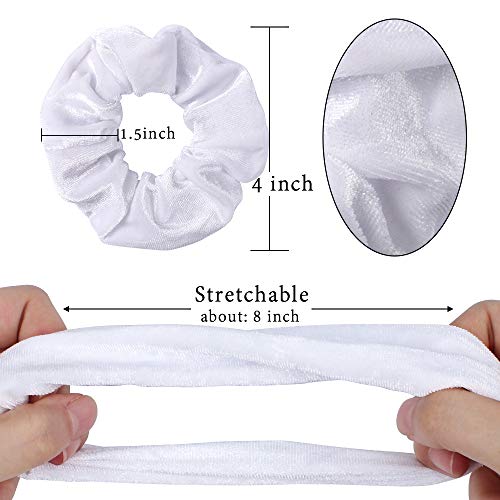 Whavel 12 Pack Hair Scrunchies Velvet Elastics Scrunchy Bobbles Soft Hair Bands Hair Ties, White #TOP4