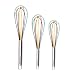 Silicone Whisk Set of 3 - Stainless Steel & Silicone Kitchen Utensils for Blending, Whisking, Beating & Stirring - (Blue: 12-inch, Red: 10-inch & Green: 8.5-inch) (Rainbow)