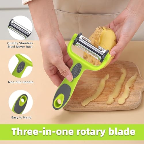 Image of Linden Sweden CLITZ Premium Y Shape Vegetable Peeler with Julienne Blade, Stainless Steel Sharp Peeler, Ergonomic Non-Slip Handle for Potato, Carrot, Cucumber, Fruits & Vegetables - Green