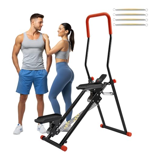 Image of Stair Stepper for Home Gym, Foldable Vertical Climber Workout Machine, 3 Levels of Adjustable Resistance, 300 lbs Capacity Cardio Machine, LCD Monitor, Extended and Widened Anti-Slip footrests