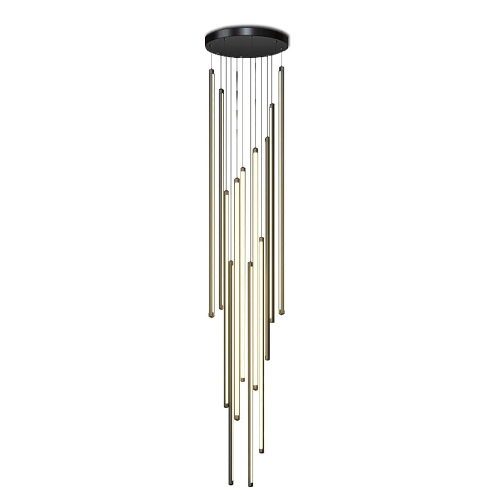 Nowoczesna lampa wisząca LED na schody, 12-głowicowa, ściemniana, regulowana lampa sufitowa z aluminium do salonu, hotelu, korytarza, ciepłe oświetlenie, elegancki ażurowy design (ciepła 12)