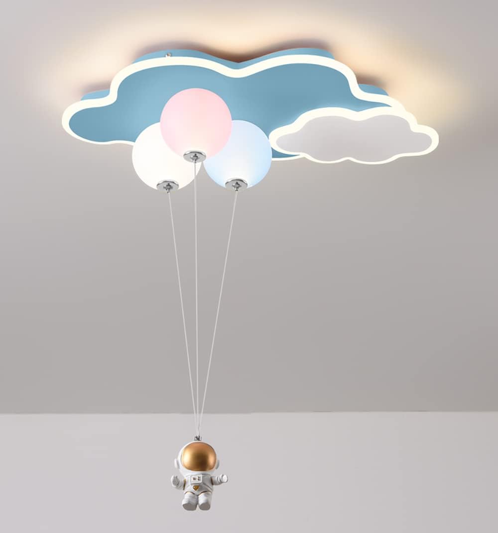 Cartoon Flush Mount Ceiling Light, Dimmable Children's Bedroom Ceiling Pendant Light, LED Cute Astronaut Blue Ceiling Light Fixture