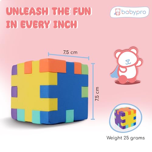 Image of Babypro Cube Toy, Beginner Cube for Kids & Adults, Magic Stress Buster Brainstorming Puzzle, for Kids Above 2 Years, (Multicolour, 7.5cm x 7.5cm)