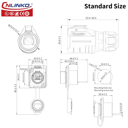 Conector RJ45 Industrial Impermeable CNLINKO LP-16 IP67 miniatura 5
