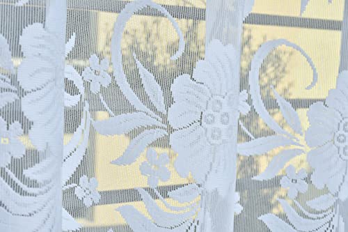 Image of Net Transparent Window Curtain Drapes 5Ft Set of 2 | Sheer Curtain Drapes for Living Room Bedroom Kitchen Balcony | Tissue Light Filtering Panels for Home Office, 4x5 Feet, White Floral