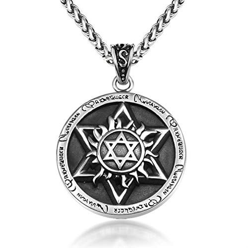 Preisvergleich Produktbild TIZIKJ Retro Herren Halskette Hexe Schutz Stern Amulett Supernatural Fünfzackigen Stern Pentagramm Anhänger Halskette Herrenschmuck