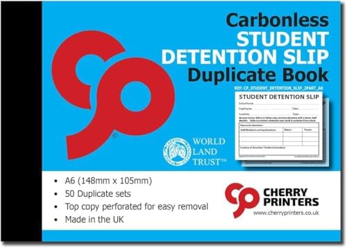 Cherry | Carbonless NCR | Student Detention Slip | Duplicate Book | A6 ...