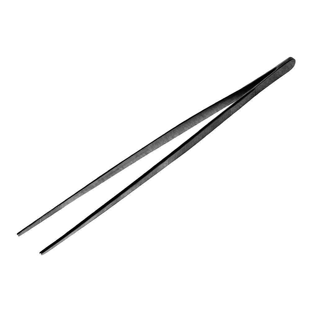nj black extra long tongs aquarium tweezers set, stainless steel straight aquascaping tweezer for fish tank aquatic plants, 12" (30 cm) long