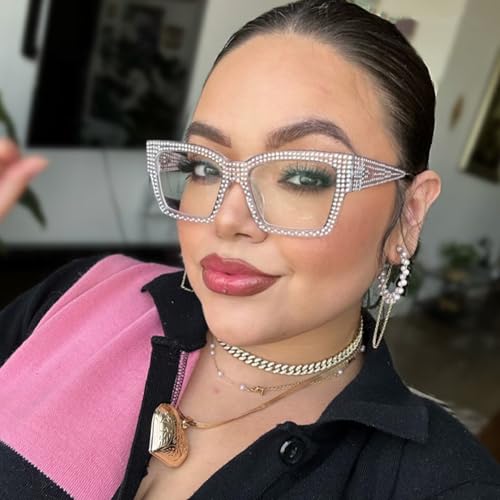 Image of VOOGLAM Glasses Waylon Rhinestone Frame Non-Prescription Eyeglasses