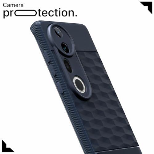 Image of Pikkme Back Cover for Vivo T4 Ultra 5G Camera Protection 3D Hexa Cube Design Silicone Protective Bumper Case (Blue)