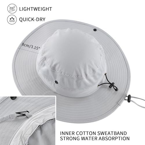 Image of Home Prefer UPF50+ Mens Sun Hat Wide Brim Womens UV Protection Beach Bucket Hat for Fishing Hiking Snap Up Cowboy Hat