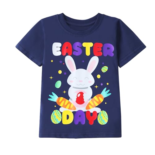 Image of HILEELANG Toddler Girl Summer Short Sleeve Cotton Bunny Graphic Short Sleeve Fun Holiday Summer Casual Tshirt