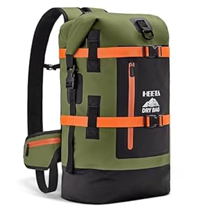 HEETA Dry Bags Waterproof Backpack 40L for Men & Women, Roll Top Heavy Duty Cushioned Hiking Backpack for Kayaking Boating Paddle Boarding Fishing Travel Camping Beach Vacation Cruise Ship Essentials