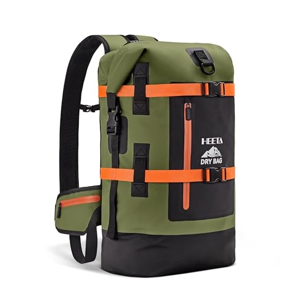 HEETA Dry Bags Waterproof Backpack 40L for Men & Women, Roll Top Heavy Duty Cushioned Hiking Backpack for Kayaking Boating Paddle Boarding Fishing Travel Camping Beach Vacation Cruise Ship Essentials