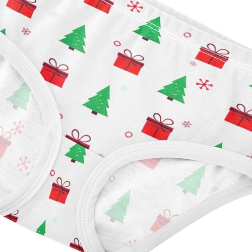 Cotton Toddler Underwear Custom Red Green Christmas Tree Gift White Cute Panties Girl Bright Briefs Kids Undies 2t4