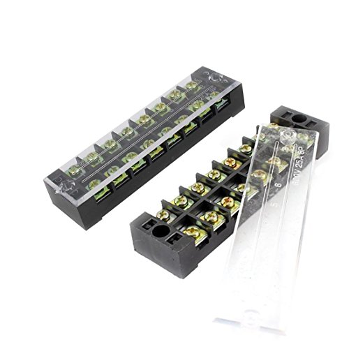 Saim Terminal Block 8 Position Double Row Screw Terminal Wire Barrier Strip 600V 25A 2 Pcs